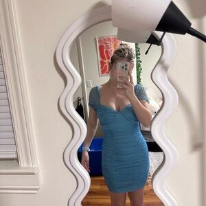 Windsor Light Blue Ruched Mini Dress